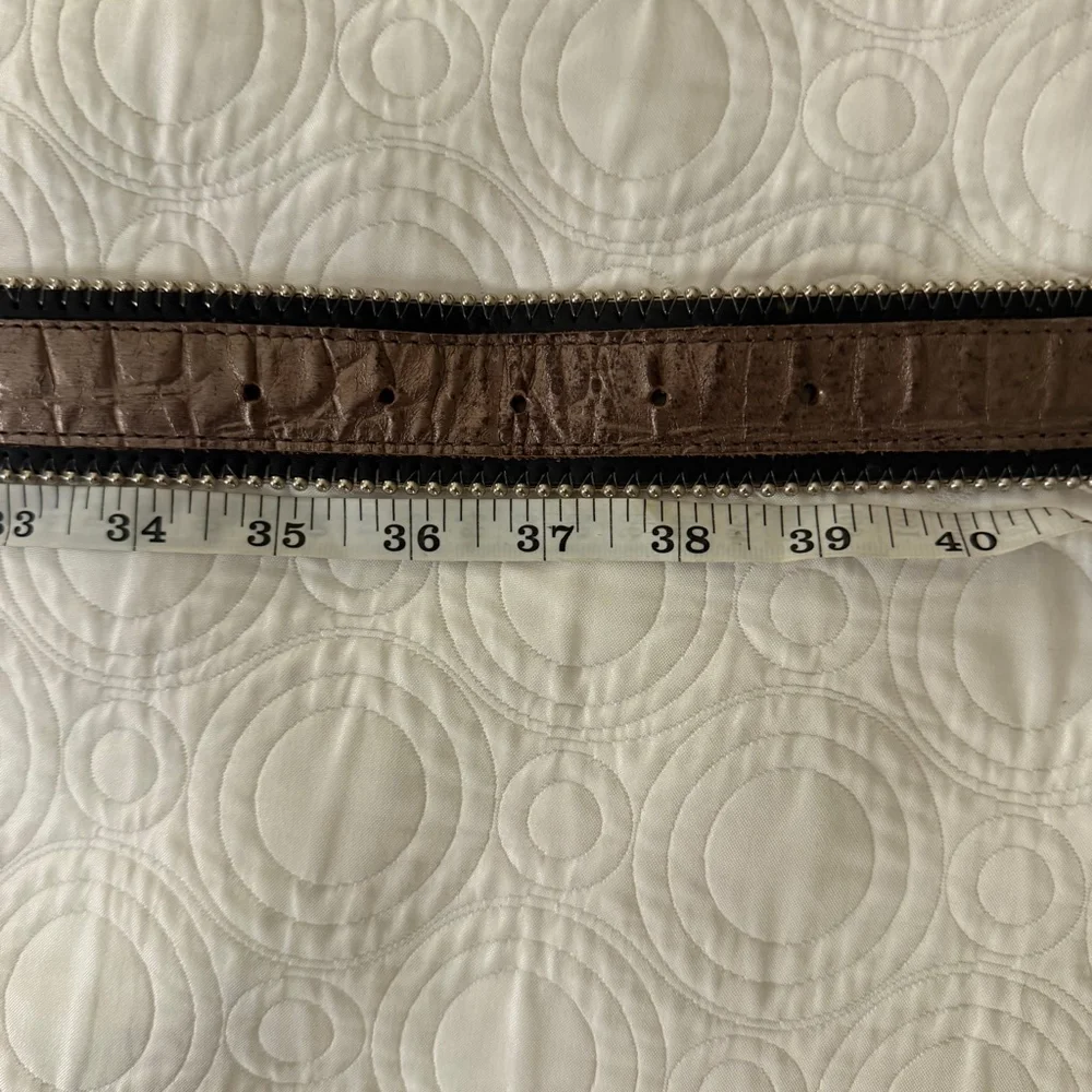 Western Rhinestone Bling Belt Croc Embossed Leather Cowgirl Y2K Western 37”